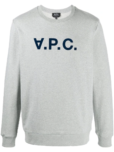 Apc Vpc Logo-print Cotton Sweatshirt In Grey