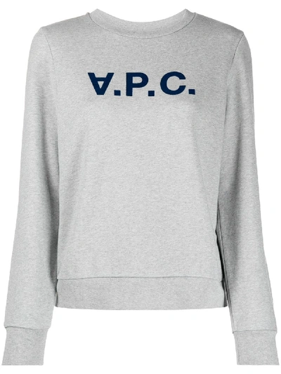 Apc Logo Print Sweatshirt In Grey