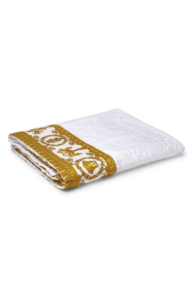 Versace I Heart Baroque Beach Towel In White
