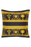 Versace Black And Red I Love Baroque Print Reversible Cushion In Black/ White
