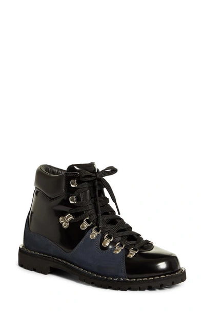 Cecilie Bahnsen X Diemme Morgan Floral-embroidered Leather Boots In Black/ Navy