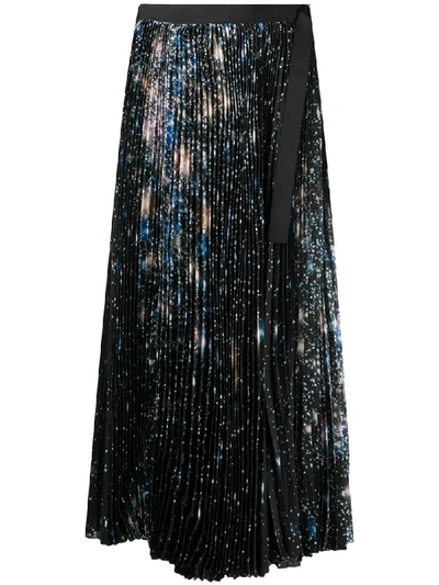 Sacai Sequin Embellished Pleated Skirt In Black