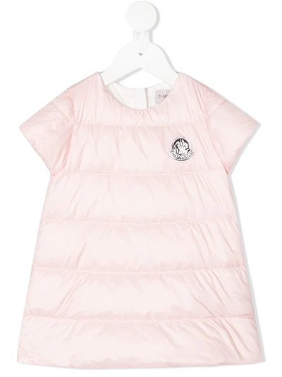 Moncler Pink Dress For Babygirl With Silver Patch