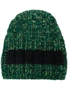 PLAN C CONTRASTING-STRIPE BEANIE