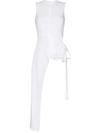 Rosetta Getty Asymmetric Hem Sleeveless Wrap Top In White