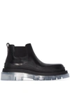 Bottega Veneta Rubber-trimmed Leather Chelsea Boots In Black