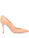 SERGIO ROSSI POINTED-TOE LEATHER PUMPS