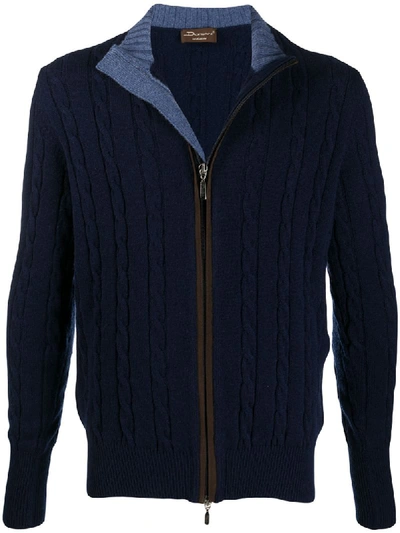 Doriani Cashmere Knitted Fleece Top In Blue