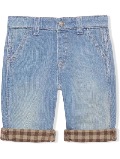 Gucci Babies' Jeans Mit Kariertem Futter In Blue