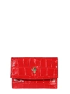 Alexander Mcqueen Skull Crocodile-embossed Cardholder In Rosso