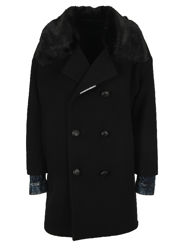 Dsquared2 D Squared Double Breasted Coat In Black | ModeSens