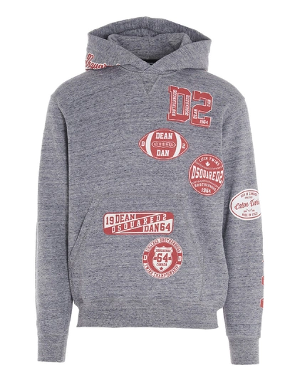 Dsquared2 Melange Cotton Hoodie In Grey