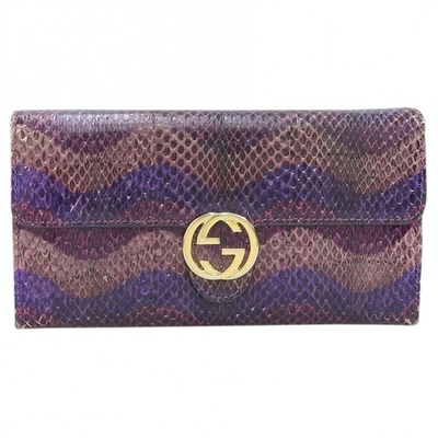 Pre-owned Gucci Purple Python Wallet