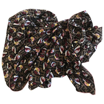 Pre-owned Fendi Brown Silk Scarves