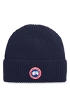 Canada Goose Arctic Disc Ribbed-knit Beanie In Navy Heather
