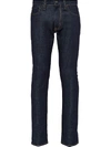 Prada Stretch Denim Jeans Belt Loops Five Pockets In Blue