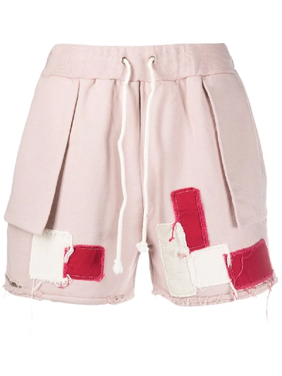 Val Kristopher Patchwork Drawstring Shorts In Pink