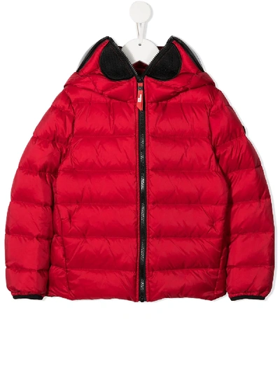 Ai Riders On The Storm Kids' Pompom Feather Down Jacket In Red