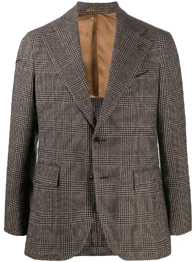Gabriele Pasini Check Print Tailored Blazer In Brown