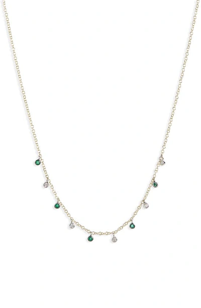 Meira T Emerald & Diamond Necklace In Yellow Gold