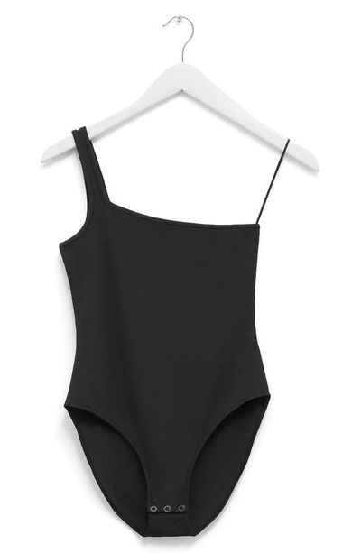 French Connection Saachi One-shoulder Jersey Bodysuit In Black