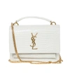 Saint Laurent Ysl Sunset Monogram Bag, White Croc