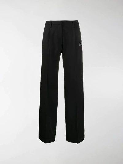 Off-white Tailored Logo Print Palazzo Trousers In Black