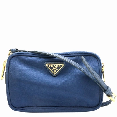 Pre-owned Prada Blue Nylon Camera Shoulder Bag