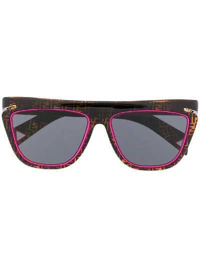 Fendi Flat-top Monogram Sunglasses In Havana    Pink