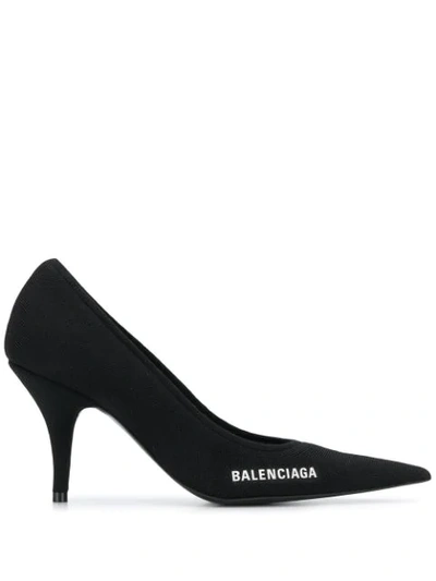 Balenciaga 黑色 Knife 针织高跟鞋 In Black