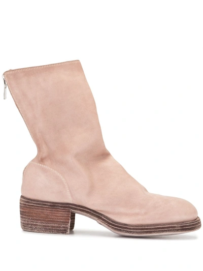 Guidi Suede Zip-up Ankle Boots In Pink