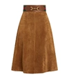 GUCCI BELTED SUEDE SKIRT,15802538
