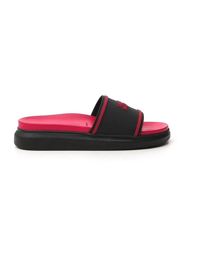 Alexander Mcqueen Men's Two-tone Rubber Slide Sandals In Red