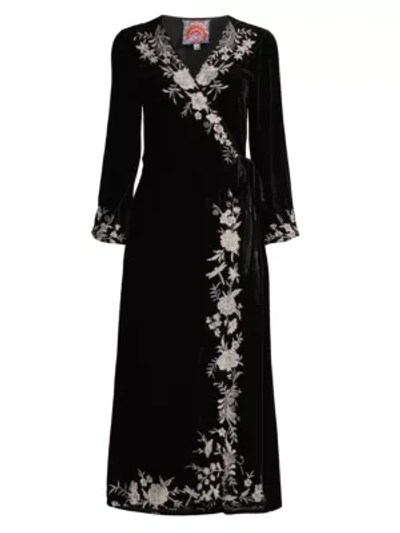 JOHNNY WAS Erith Velvet Kimono Wrap Dress 