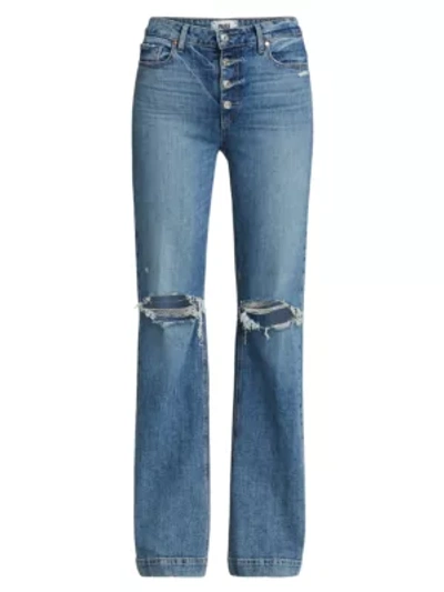 Paige Jeans Leenah Exposed-button Fly Flared Jeans In Magda Destructed