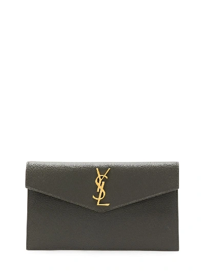 Saint Laurent Medium Monogram Envelope Clutch Bag In Grey