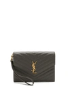Saint Laurent Ysl New Pouch Monogram Clutch Bag In Grey