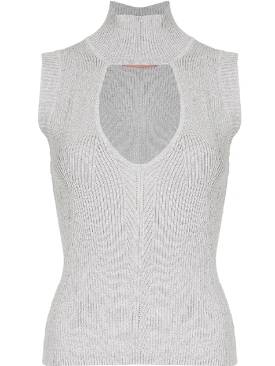 Manning Cartell V-neck Ribbed Knit Waistcoat In Grey