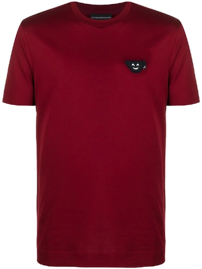 Emporio Armani Face Logo Patch T-shirt In Red