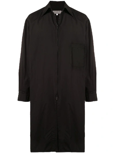 Yohji Yamamoto Long-line Zipped Shirt In Black