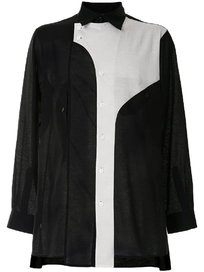 Yohji Yamamoto Colour-block Deconstructed Shirt In Black