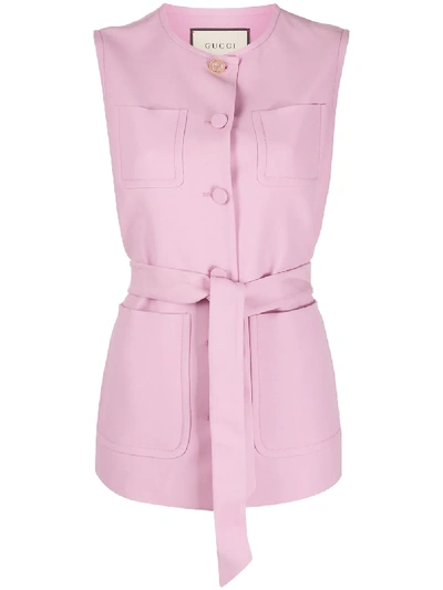 Gucci Interlocking G Belted Gilet In Pink