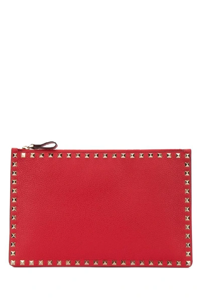Valentino Garavani Rockstud Clutch Bag In Red