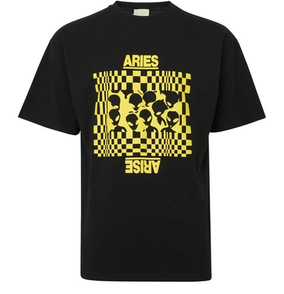 Aries Logo-print Cotton-jersey T-shirt In Black