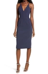Dress The Population Anita Crepe Cocktail Dress In Navy