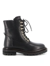 TWINSET ZPPED LEATHER COMBAT BOOTS