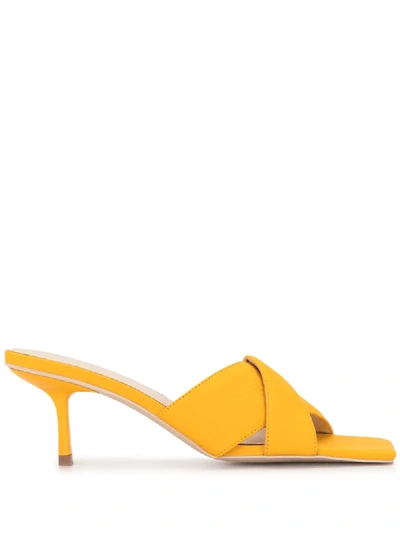 Manning Cartell Square-toe Leather Mules In Yellow
