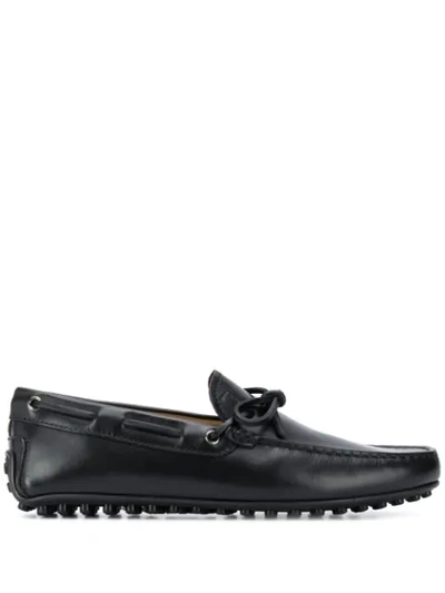 Tod's Gomino Front-tie Loafers In Black