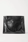 SAINT LAURENT NIKI MEDIUM CRINKLED CROC-EFFECT LEATHER TOTE