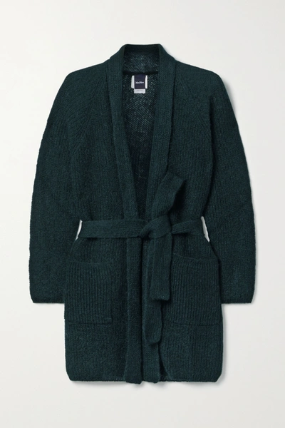 Max Mara Leisure Belted Mohair-blend Cardigan In Emerald